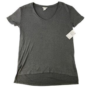 Caslon Grey Beluga Heather Soft Spun Side Slit Short Sleeve Knit Top Women's XS